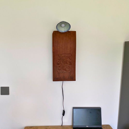 Suspended Moment — Wall Sculptural Lamp with Republic-Era Porcelain Bowl