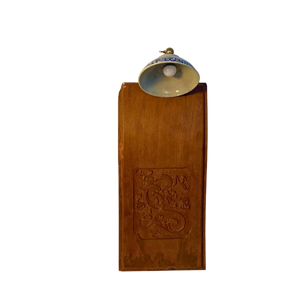 “Suspended Moment” - A Wall Sculpture Lamp Featuring 1987 Chair Back & 1920s-40s Antique Bowl