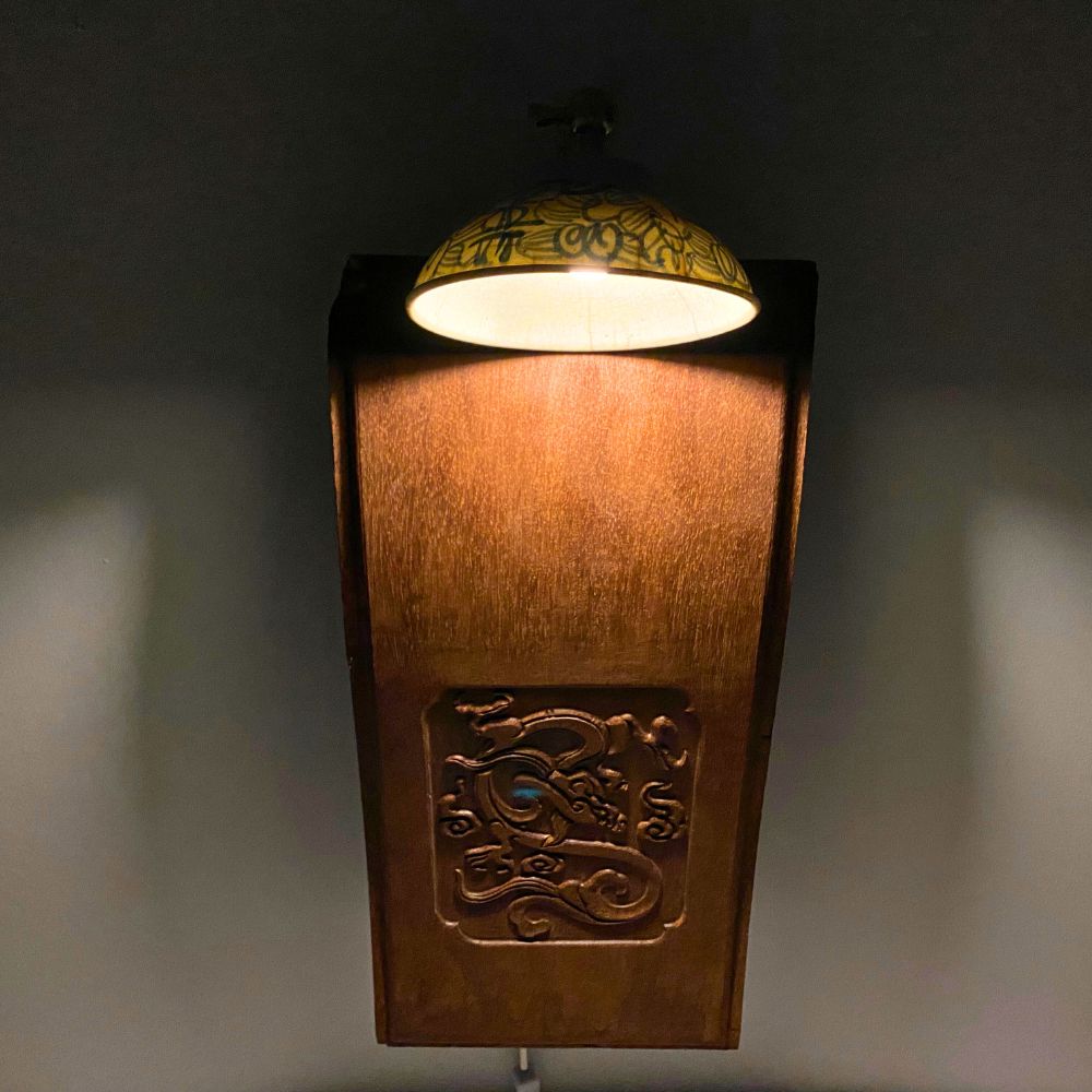 “Suspended Moment” - A Wall Sculpture Lamp Featuring 1987 Chair Back & 1920s-40s Antique Bowl