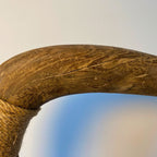 “The Plowman’s Lantern” - Sculptural Table Lamp in Reclaimed Ox Yoke, Vintage Nail & Rattan